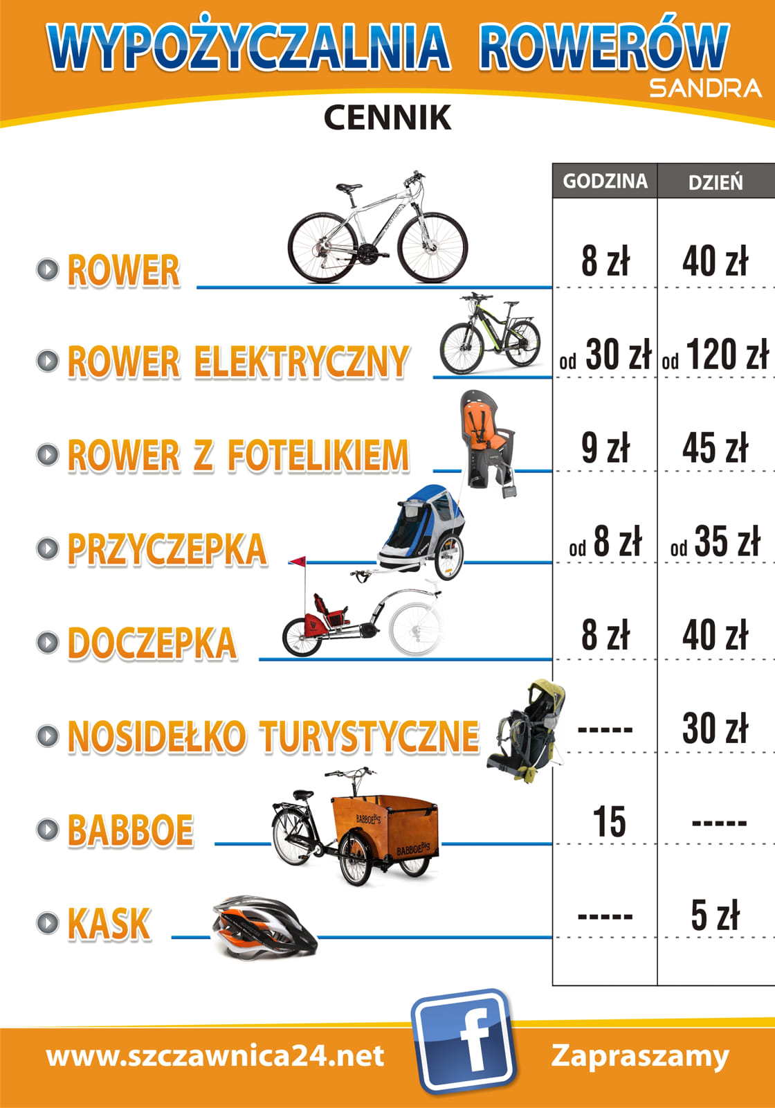 Cennik wypożyczalni rowerów w Szczawnicy